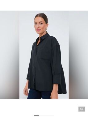 TUCKERNUCK Black Oversized Button-Down Shirt Top - Women, XS & S